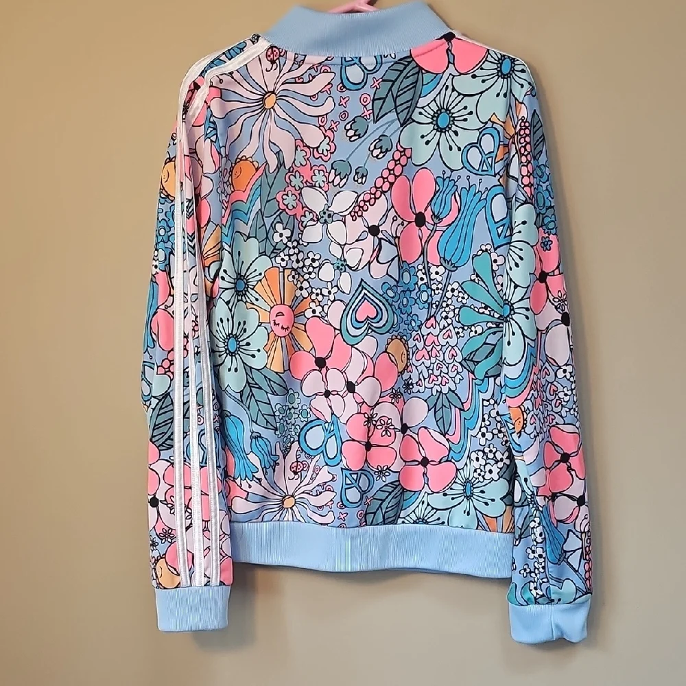 Adidas Kids Floral Bomber Jacket - Blue and Pink